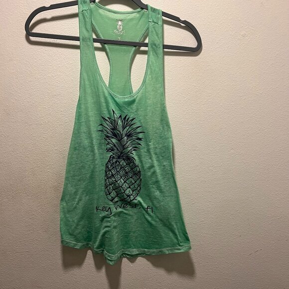 Suzzi i Women's Key West Pineapple Soft Sheer Tank Top Size Medium Teal - Picture 1 of 8